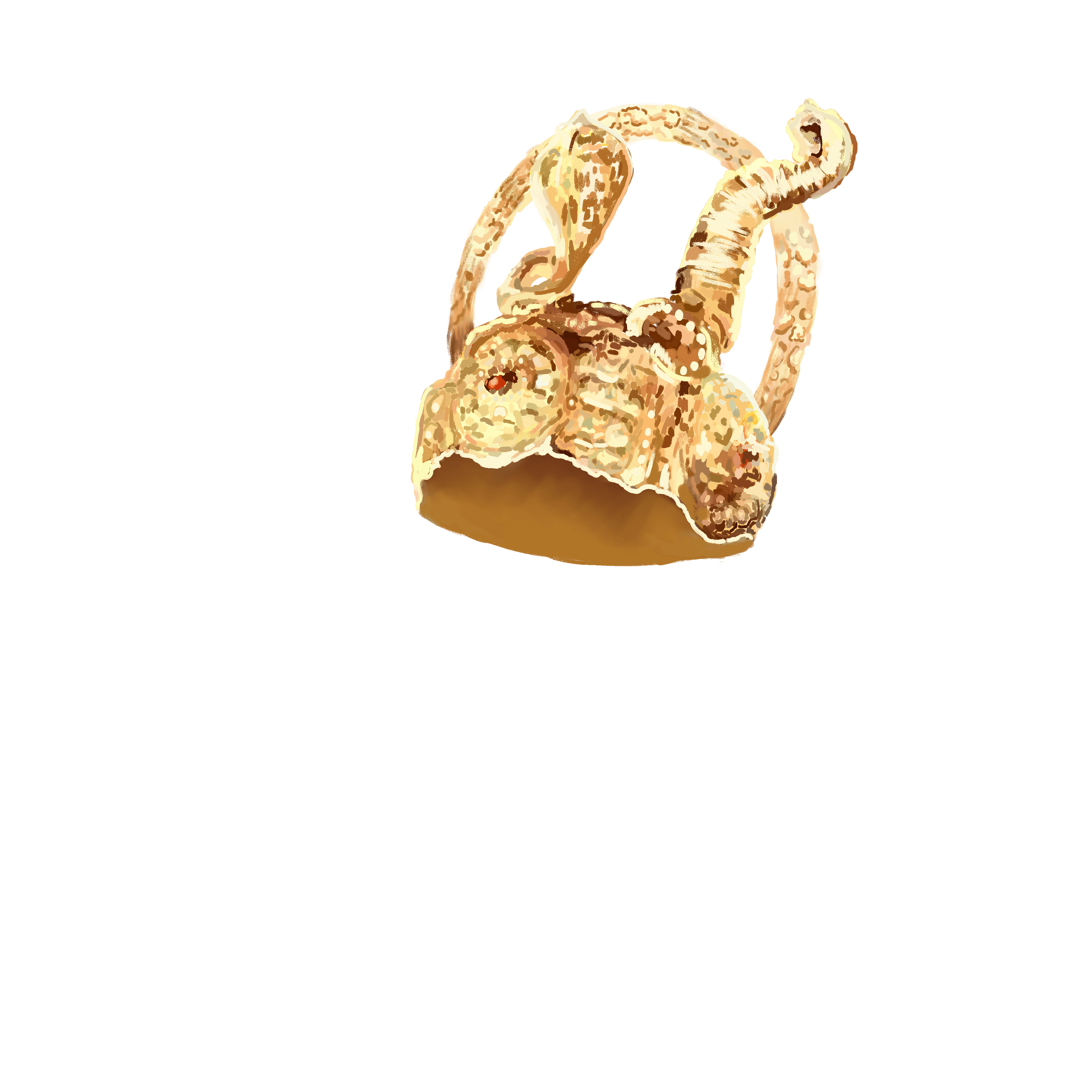 Golden theatrical crown painted digitally for Rowthiram.