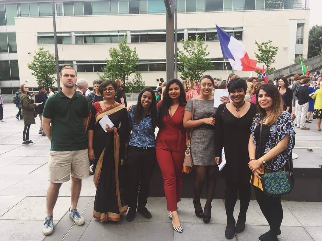 A group of international Big Hope 2 delegates outdoors.