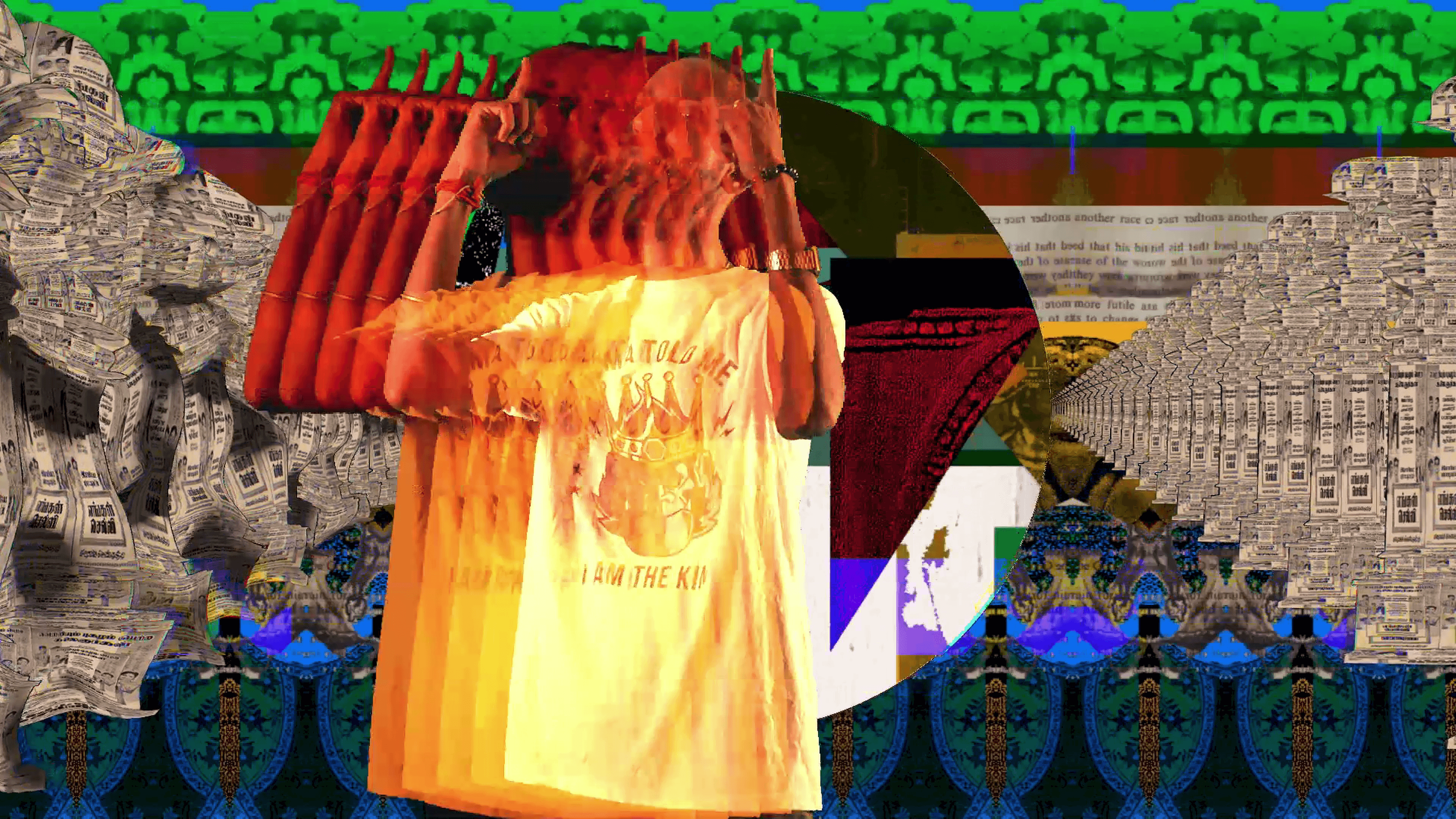A stage in the code-based layering process used to make Kadhaigal.