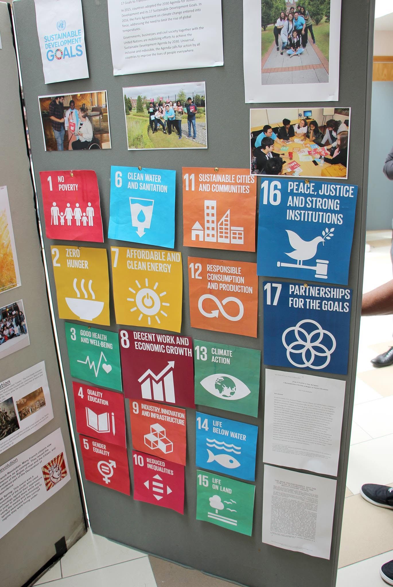 Display of the United Nations Sustainable Development Goals created during Big Hope 2.